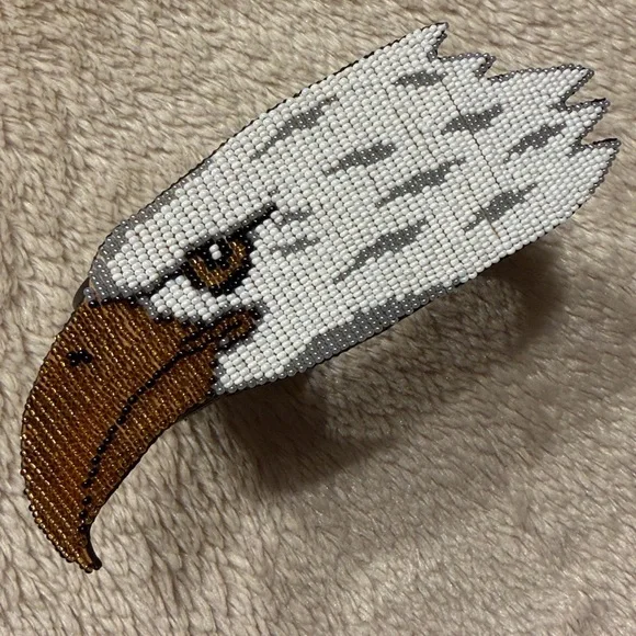 MARY B HETZ 1987 Signed and Dated Year Eagle Beaded Buckle Belt - Picture 3 of 9